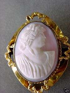 Victorian GF carved pink Conch shell cameo large 2 1/4  