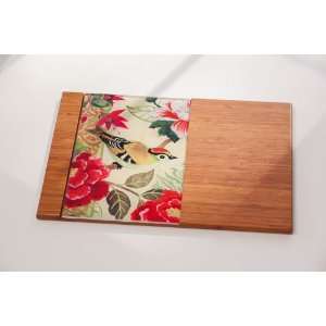 Wooden Cutting Board 7x10.5 w/Glass Inset, Bird Study 