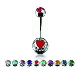  Crystaline Montana Crystal Shaped Heart Double jeweled Belly Button 