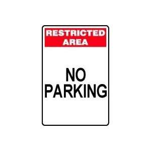  RESTRICTED AREA NO PARKING 18 x 12 Adhesive Vinyl Sign 