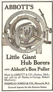 1907 ABBOTT LITTLE GIANT HUB BORER & BOX PULLER AD HUDSON MI MICHIGAN 