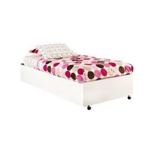  South Shore 3360082 Logik Pure White Twin Bed On Casters 