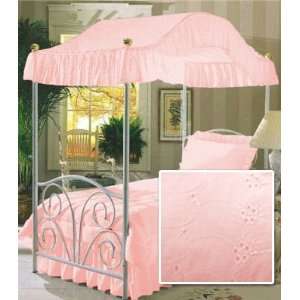    Pink Fantasy Eyelet Twin Size Canopy Bed Top Fabric