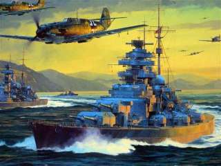 Bismarck Tirpitz Saunders Signed Aviation Art Set  