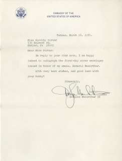 Douglas MacArthur II American Diplomat Autographed Letter  