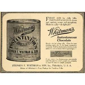 1911 Ad Instantaneous Chocolate Whitmans Warm Milk Son   Original 