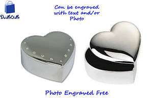 Photo Engraved Personalised Heart Shaped Jewellery Trinket Box   gift 
