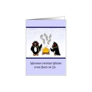  Warmest Holiday Wishes Penguins by the fire Card Health 