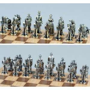  Silver & Bronze Pewter Civil War Chess Set Toys & Games
