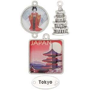   Tokyo, 23x13mm pagoda and 25x25mm square with pagoda and JAPAN