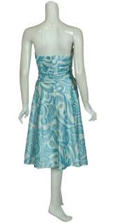 BADGLEY MISCHKA Aqua Abstract Floral Print Dress 6 NEW  