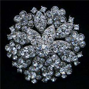 Wedding Party Bridal Brooch Pin Clear Swarovski Crystal  