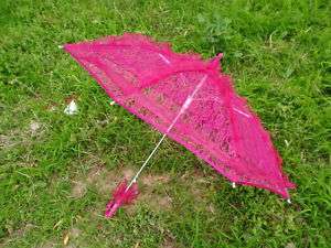 hot pink lace parasol umbrella elegant wedding party  