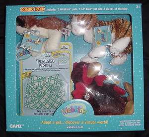 NEW GIFT SET*5Pc WEBKINZ COMBO PACK*2 Pets/1 Lil KINZ/Clothing*CAT 