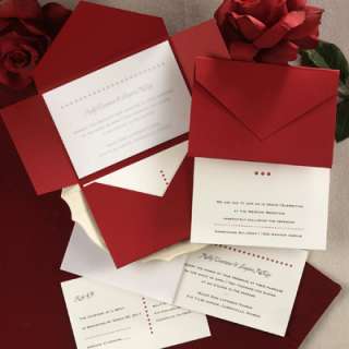 RED POCKET & WRAP Wedding Invitation Set 30% Off SALE  