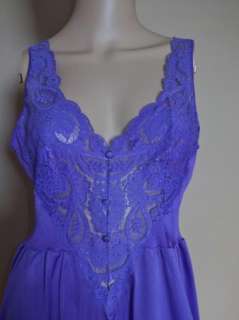 Vintage OLGA Lacy Purple Fitted Bodice Nightgown, Full Sweep, 2XL 