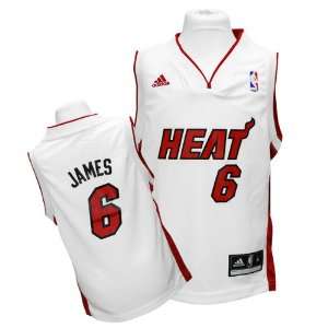  Lebron James Miami Heat Kids Medim 5 6 White Jersey 