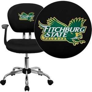   Falcons Embroidered Black Mesh Task Chair with Arms and Chrome Base