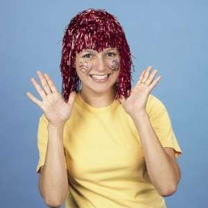  Red Pom Pom Tinsel Wig   Costumes & Accessories & Wigs 