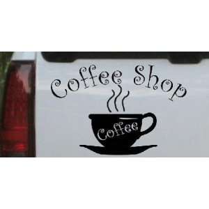  Black 8in X 5.4in    Coffee Shop Cup Business Car Window 