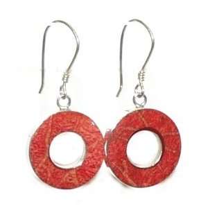  Red Coral Circle Earrings