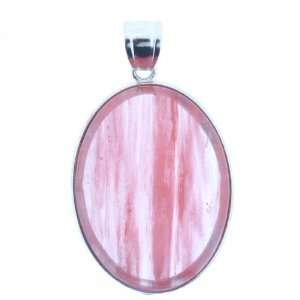 Pendants   Cherry Quartz (Glass) Oval Inlay Silver Plated Base Metal 