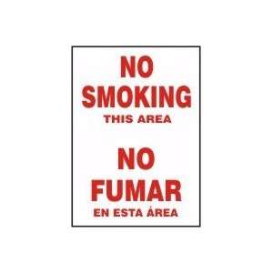  NO SMOKING THIS AREA (BILINGUAL) Sign   14 x 10 Adhesive 