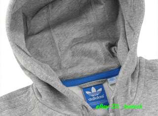 ADIDAS SPORT HOODED FLOCK FLEECE Sweater Grey zip up trefoil new XL 