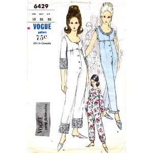  Vogue 6429 Vintage Sewing Pattern High Waist Pajamas Size 