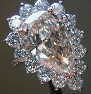 02 Pear Shape Complex Light Brown Color Platinum Ring R3427 Diamonds 