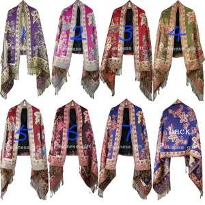 100% New Purple Pashmina Scarf Shawl Warp With Bauhinia Flowers  