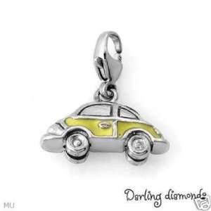 Volks Wagon Beetle Bug Charm Crafted in Solid .925 Sterling Silver w 