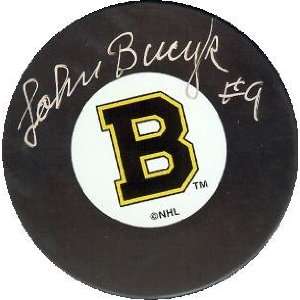  John Bucyk autographed Hockey Puck (Boston Bruins) Sports 