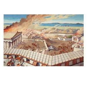 Persian Army Storms the Acropolis in Athens Giclee Poster Print