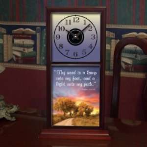  Mahogany Mantle Clock   Psalms 119105   Beautifully done 