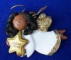 newborn gift african american baby girl angel glitter ornament 