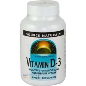  Source Naturals Vitamin D 3 2,000 IU, 200 Capsule Health 