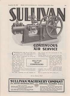 1920 Sullivan Machinery Chicago Ad WA 6 Air Compressor  