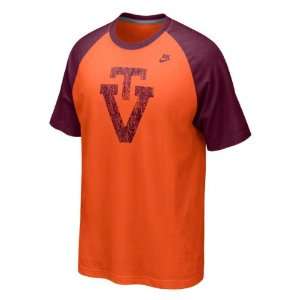 Virginia Tech Hokies Orange Nike Raglan Vault Logo Tri Blend T Shirt