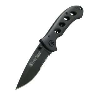 Smith & Wesson SW423BS Oasis Serrated Drop Point Blade Knife, Black 