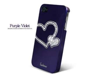 Purple Love Heart Swarovski Diamond Crystal Hard Case Cover For iphone 