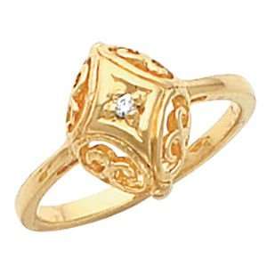   Gold Vintage Style Domed Filigree .02ct Diamond Ring, Sz 4 Jewelry
