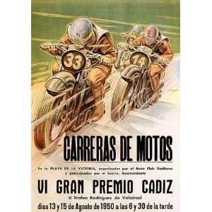   SPORT GRAND PRIX 1950 VI GRAN PREMIO CADIZ SPAIN SMALL VINTAGE POSTER