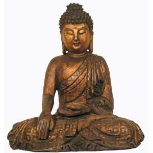  Tibetan Wood Carved Gilt Buddha in Meditation Everything 