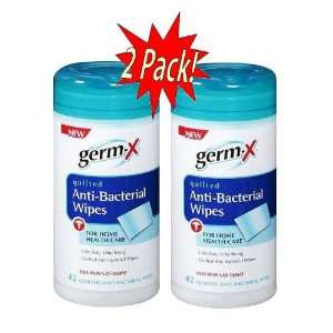  Germ X 42ct Quilted Anit bacterial Wipes 2 Pack Beauty