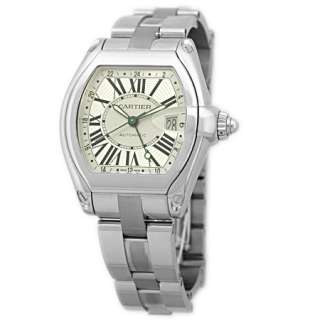 CARTIER Gents Large XL Stainless Steel Roadster GMT Dual Time 