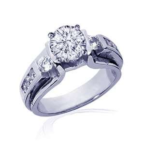  1.45 Ct Round Cut 3 Stone Diamond Engagement Ring Channel 