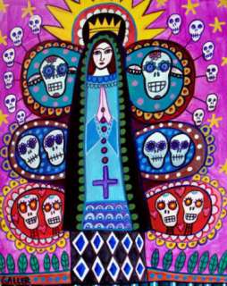 PRINT Virgin Of Guadalupe Sugar Skulls Mexican Folk Art  