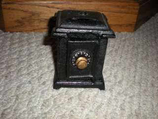Vintage Antique Cast Iron Bank Safety Deposit Box Black  