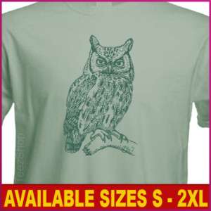 OWL Bird Animal lover Vintage Graphic tee green T shirt  